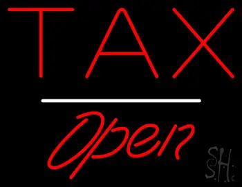 Tax Open White Line LED Neon Sign
