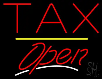 Tax Open Yellow Line LED Neon Sign