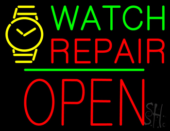 Watch Repair Block Open Green Line LED Neon Sign