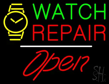 Watch Repair Open White Line LED Neon Sign