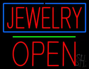 Jewelry Open Block Green Line LED Neon Sign