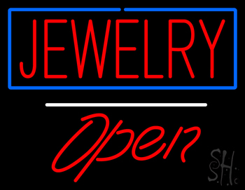 Jewelry Rectangle Blue Open LED Neon Sign