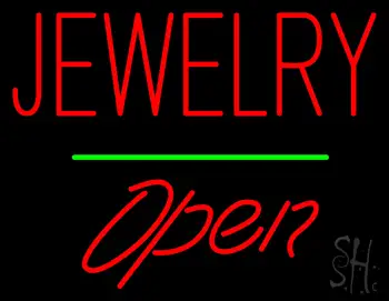 Jewelry Open Green Line LED Neon Sign
