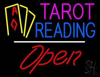 Tarot Reading Open White Line LED Neon Sign
