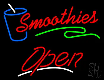 Red Smoothies Open with Glass LED Neon Sign