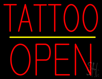 Tattoo Block Open Yellow Line LED Neon Sign