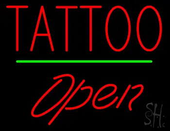 Tattoo Open Green Line LED Neon Sign
