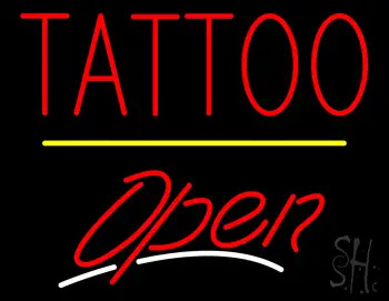 Tattoo Open Yellow Line LED Neon Sign