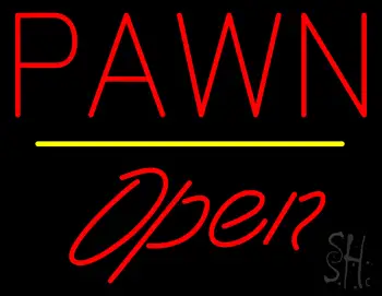 Pawn Open Yellow Line LED Neon Sign