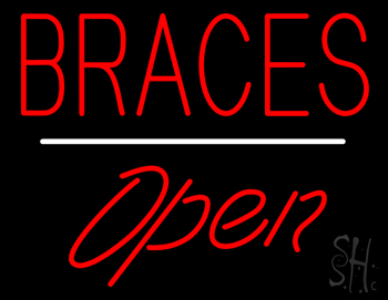 Red Braces Open White Line LED Neon Sign