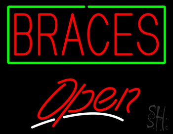 Red Braces Open LED Neon Sign