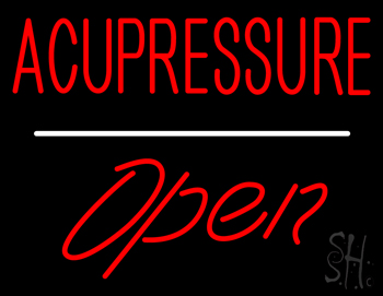 Red Acupressure Open White Line LED Neon Sign