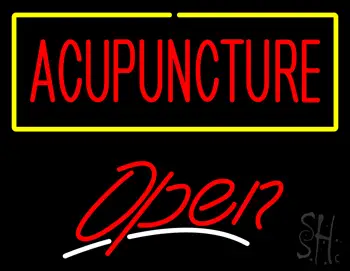 Red Acupuncture with Yellow Border Open LED Neon Sign
