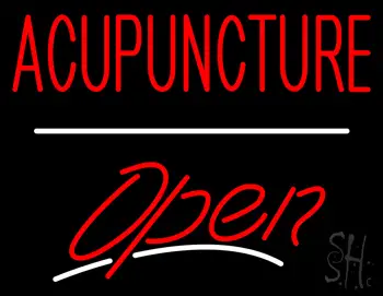 Red Acupuncture Open White Line LED Neon Sign