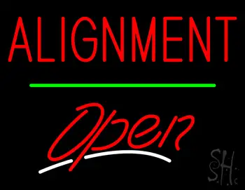 Red Alignment Open Green Line LED Neon Sign