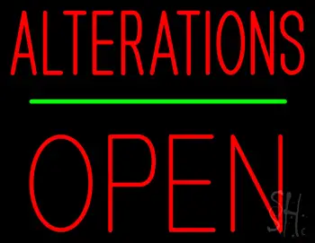 Red Alterations Block Open LED Neon Sign