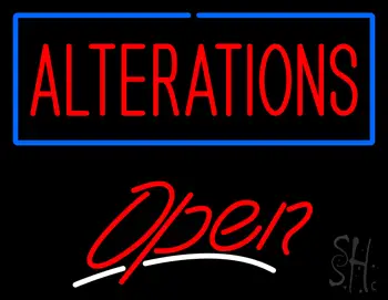Red Alterations Open White Line LED Neon Sign