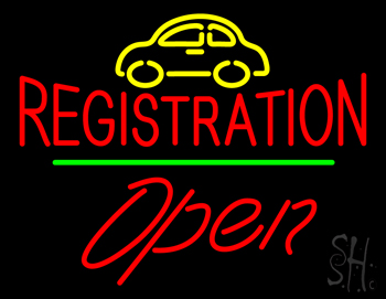 Auto Registration Open Green Line LED Neon Sign