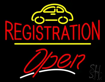 Auto Registration Open Yellow Line LED Neon Sign