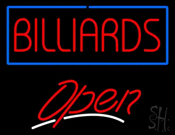 Billiards Blue Border Open LED Neon Sign