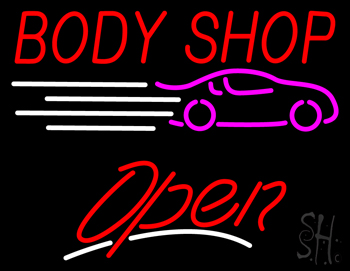 Red Body Shop Open LED Neon Sign