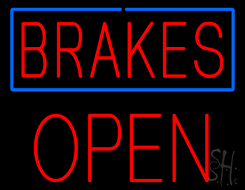 Brakes Blue Border Open Block LED Neon Sign