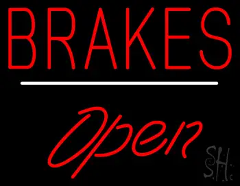 Brakes Open White Line LED Neon Sign
