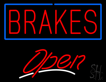 Red Brakes Blue Border Open LED Neon Sign