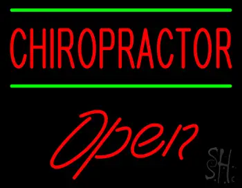 Red Chiropractor Green Lines Open LED Neon Sign