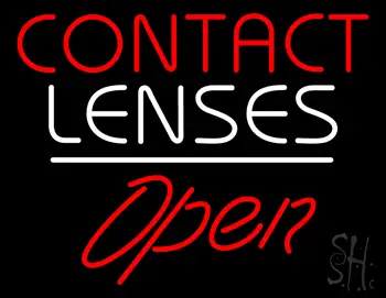 Red Contact Lenses Open White Line LED Neon Sign