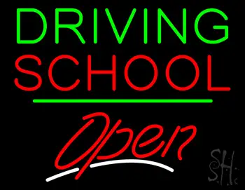 Driving School Open Green Line LED Neon Sign