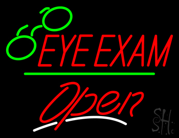 Eye Exams Open Yellow Line LED Neon Sign