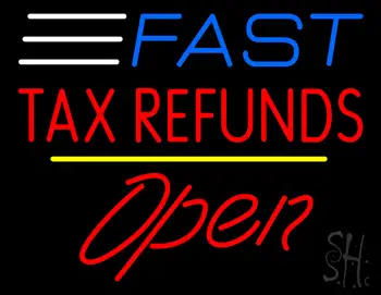 Fast Tax Refunds Open Yellow Line LED Neon Sign