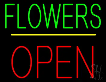 Flowers Block Open Yellow Line LED Neon Sign