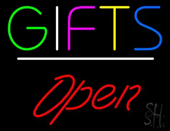Gifts Open White Line LED Neon Sign