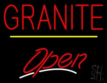 Granite Script2 Open Yellow Line LED Neon Sign