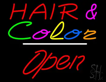 Hair and Color Open White Line LED Neon Sign