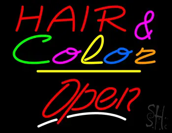 Hair and Color Open Yellow Line LED Neon Sign