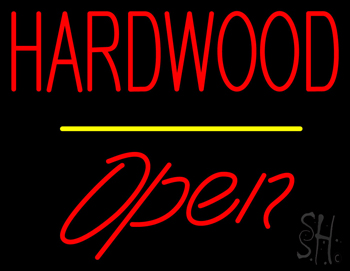 Hardwood Script1 Open Yellow Line LED Neon Sign