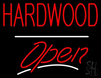 Hardwood Script2 Open White Line LED Neon Sign