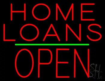 Home Loans Block Open Green Line LED Neon Sign