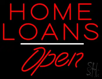 Home Loans Open White Line LED Neon Sign