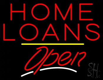 Home Loans Open Yellow Line LED Neon Sign