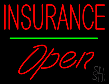 Red Insurance Open Green Line LED Neon Sign