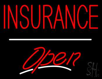 Insurance Open White Line LED Neon Sign