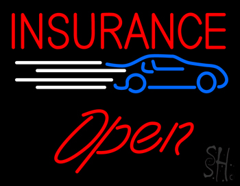 Insurance Car Logo Open LED Neon Sign