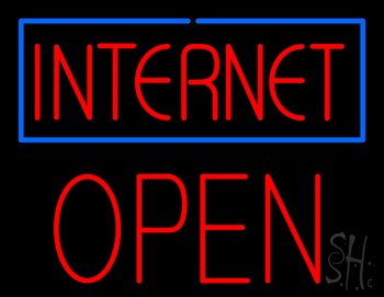Internet Blue Border Block Open LED Neon Sign