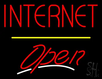 Internet Open Yellow Line LED Neon Sign