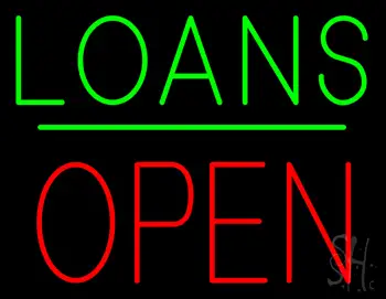 Loans Block Open Green Line LED Neon Sign