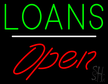 Loans Open White Line LED Neon Sign